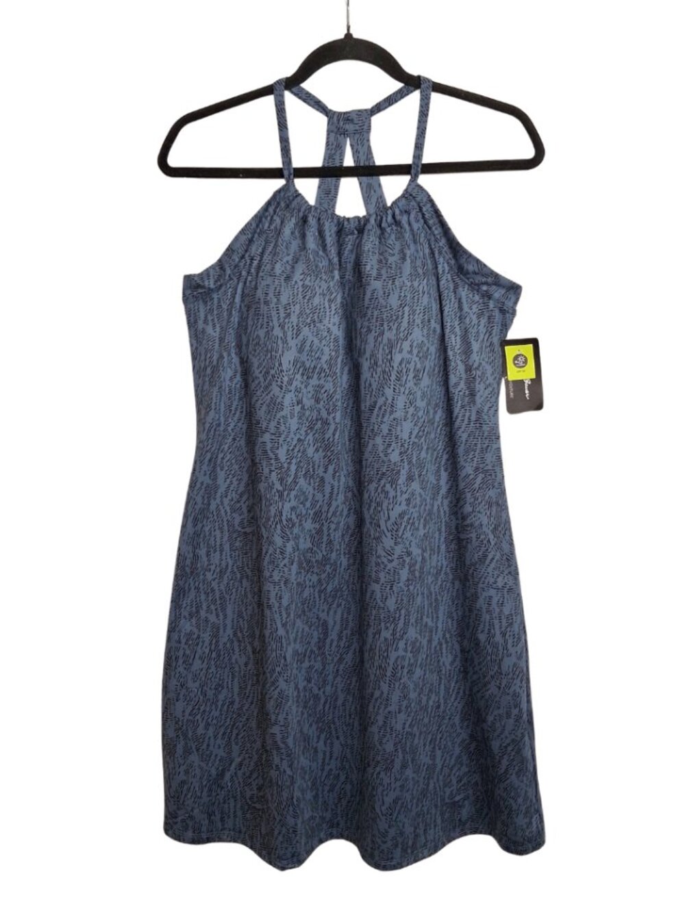 EDDIE BAUER Dress Vintage Indigo Black Print Halter Sleeveless Athletic L NWT